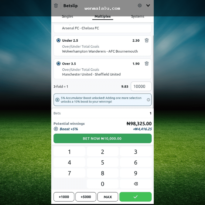 Concept of the interface regarding bet slip, limits, and account verification